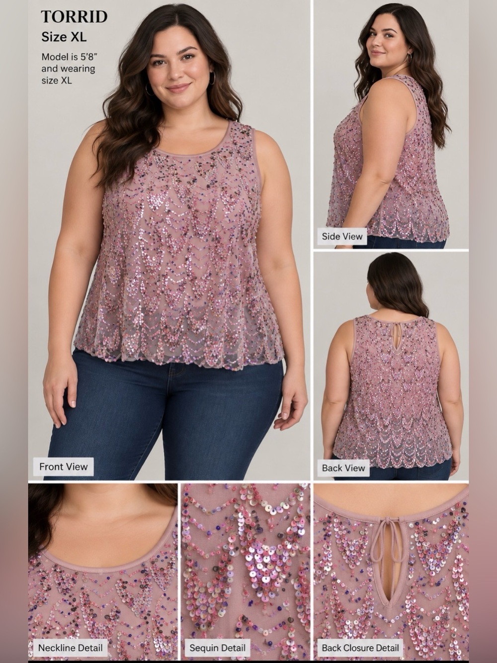 torrid Pink Sequin Sleeveless Tank